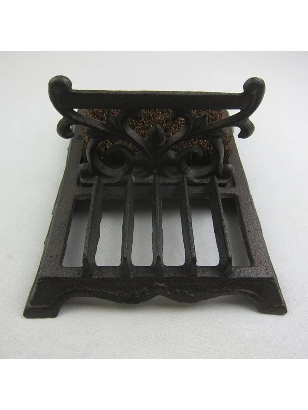 Cast Iron Boot Scraper & Brush Antique Brown Scroll Leaf Design NEW